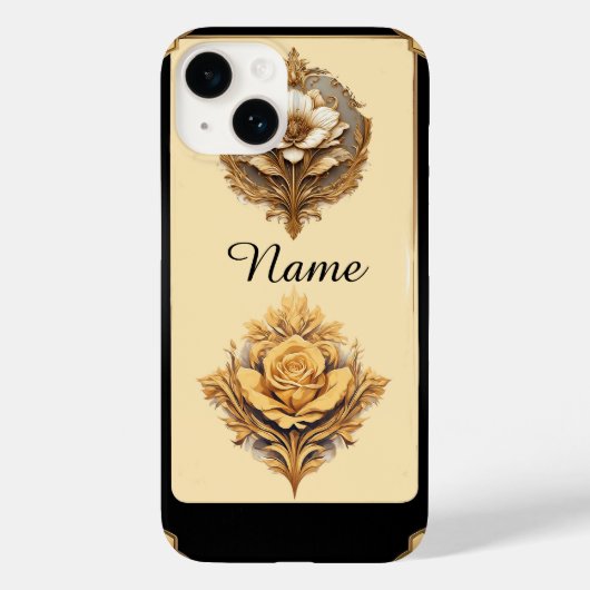 優雅な花のデザインと豪華な金の小花 Case-Mate iPhoneケース (裏面)