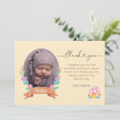 優雅な花のフローラ黄色の写真メッセージ サンキューカード (スタンド正面)