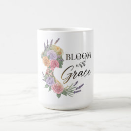 優雅な花の女性のシルエット コーヒーマグカップ