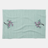 優雅な花の木の緑+梅 キッチンタオル (横)