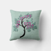優雅な花の木の緑+梅 クッション (裏面)