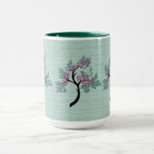 優雅な花の木の緑+梅 マグカップ (中央)