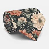 優雅な花の植物園模様 ネクタイ (ロール)