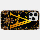 優雅な花の装飾付きゴールド文字A Case-Mate iPhoneケース (裏面 (横))
