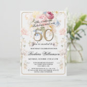 優雅な花の50歳の誕生日 招待状 (スタンド正面)