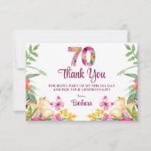 優雅な花の70歳の誕生日御礼フラワー サンキューカード (正面)