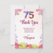 優雅な花の75歳の誕生日御礼 サンキューカード (正面)