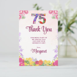 優雅な花の75歳の誕生日御礼 サンキューカード