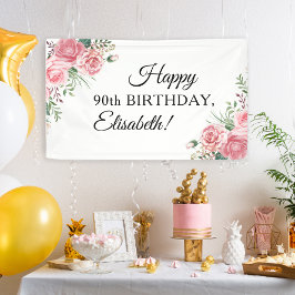 優雅な花の90歳の誕生日パーティー 横断幕