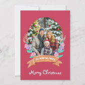 優雅な花フローラリースクリスマス赤い写真 シーズンカード (正面)