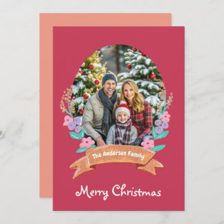 優雅な花フローラリースクリスマス赤い写真 シーズンカード