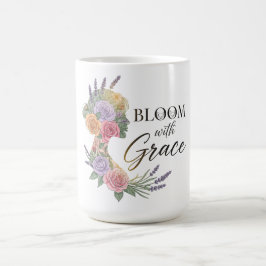優雅な花咲く女性のシルエット コーヒーマグカップ