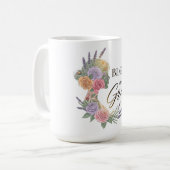 優雅な花咲く女性のシルエット コーヒーマグカップ (正面左)
