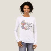 優雅な花咲く女性のシルエット トライブレンドＴシャツ (正面全体)