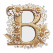 優雅な花柄のゴールドのアルファベットB シール (正面)