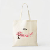 優雅な花柄の桜のカスタムネーム トートバッグ (正面)