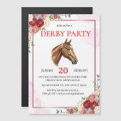 優雅な花柄の競馬ダービーパーティー招待状 (正面/裏面)
