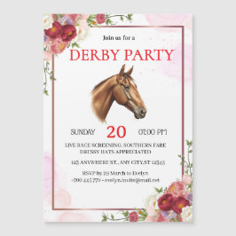 優雅な花柄の競馬ダービーパーティー招待状
