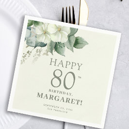 優雅な花柄の80歳の誕生日パーティー スタンダードカクテルナプキン
