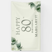 優雅な花柄の80歳の誕生日パーティー 横断幕 (縦)