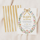 優雅な花輪のベビーシャワー「Baby In Bloom」 招待状