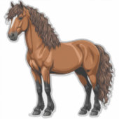 優雅な茶色の馬 シール (正面)