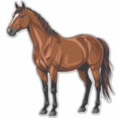 優雅な茶色の馬 シール (正面)
