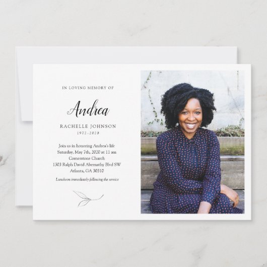 優雅な葉招待状と写真 招待状 (正面)