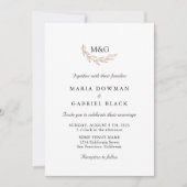 優雅な葉。タイポグラフィー 軽やか シンプル ウェディング イン 招待状 (正面)