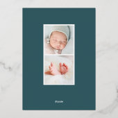 優雅な葉 |ホイル誕生のお知らせ 箔招待状 (裏面)