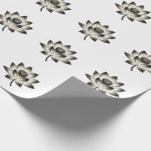 優雅な蓮 – インクブラシの花オン ラッピングペーパー (角)