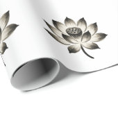 優雅な蓮 – インクブラシの花オン ラッピングペーパー (ロールコーナー)