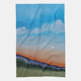 優雅な薄暗い丘 キッチンタオル