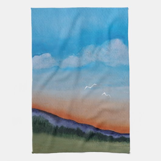 優雅な薄暗い丘 キッチンタオル (縦)