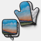 優雅な薄暗い丘 鍋つかみ&鍋敷きセット (正面/裏面)