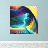 優雅な虹の滝風景 キャンバスプリント (インサイチュ (ウッドフロア))