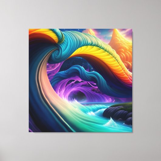 優雅な虹の滝風景 キャンバスプリント (正面)