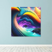 優雅な虹の滝風景 キャンバスプリント (インサイチュ (ウッドフロア))