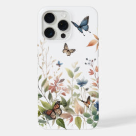 優雅な蝶々と豊かな葉 iPhone 15 PRO MAXケース