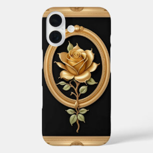 優雅な装飾のゴールドのバラ iPhone 16ケース