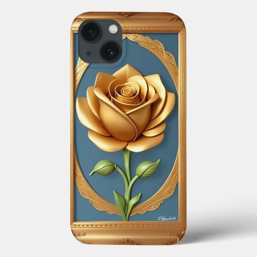 優雅な装飾のゴールドのバラ Case-Mate iPhoneケース (裏面)