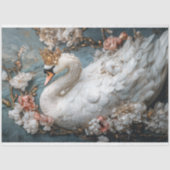 優雅な装飾の白い白鳥の花のデコパージュ 薄葉紙 (正面)