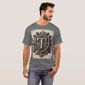 優雅な装飾紋章シールド Tシャツ (正面フル)