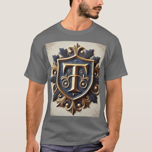優雅な装飾紋章シールド Tシャツ (正面)