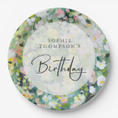 優雅な誕生日の野の花 ペーパープレート (正面)