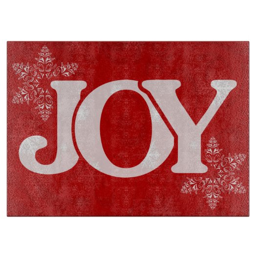 優雅な赤いクリスマスの雪の結晶の模様 カッティングボード (正面)