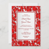 優雅な赤いハートの結婚式招待状 招待状 (正面)