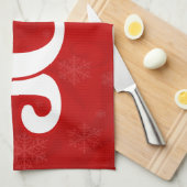 優雅な赤い雪の結晶の模様のクリスマス キッチンタオル (四つ折り)