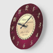 優雅な赤金ダイヤモンド 25周年結婚記念日 ラージ壁時計 (傾斜)