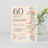優雅な野の花の60歳の誕生日パーティー 招待状 (スタンド正面)